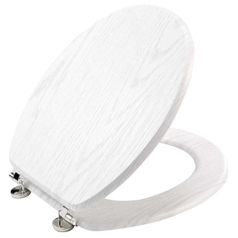 Douceur D'intérieur - Abattant wc mdf charnières métal effet bois Strata blanc