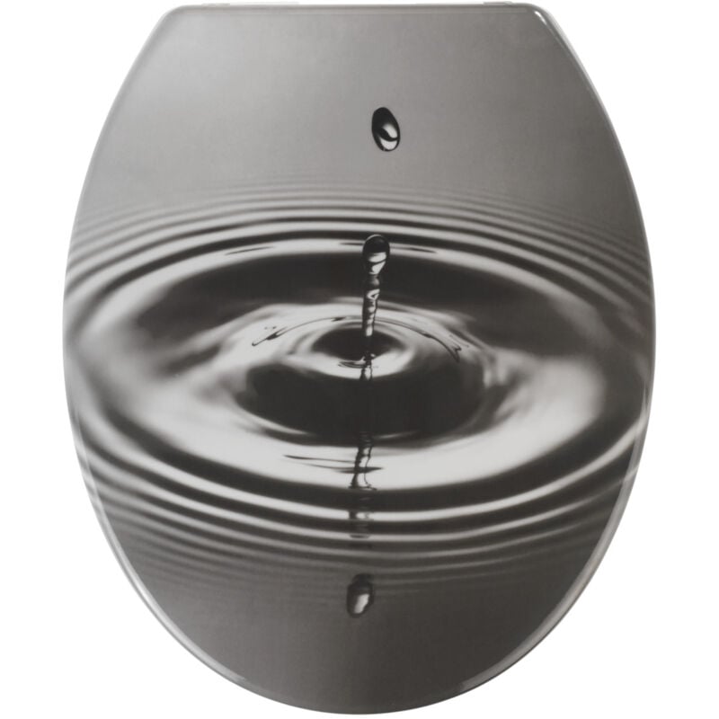 Wenko - Abattant wc Original Waterdrop, abattant wc frein de chute , fixation inox, duroplast antibactérien, 36,5x44,5 cm, Gris