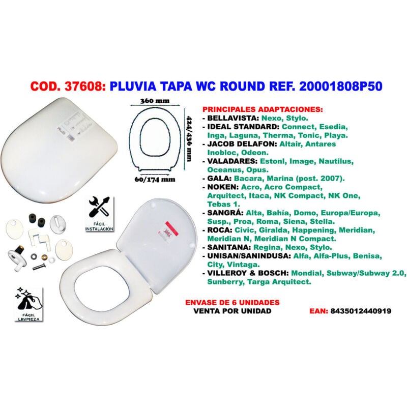 Abattant wc rond Pluvia Réf.