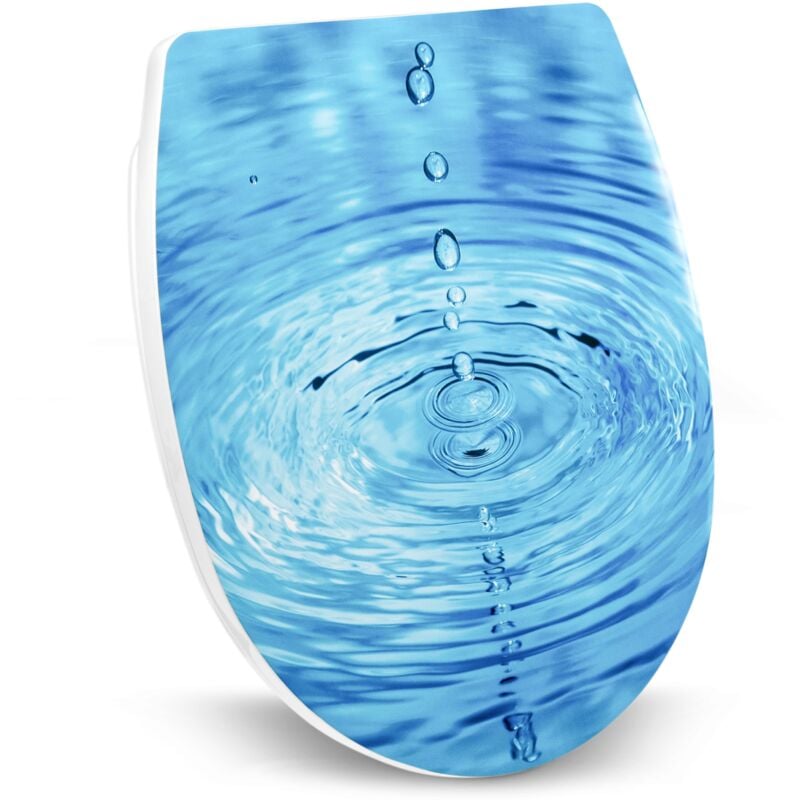 Wenko - Abattant wc Original 'Goutte d'eau' Abattant wc avec frein de chute, Fixation simple et rapide en inox Flix-Clip, Duro Plast, 46,5X38,5x6 cm,