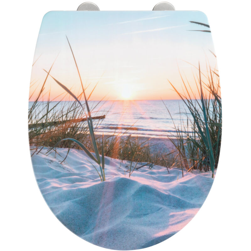 Abattant WC Baltic WENKO, Avec Frein de Chute anti-bruit, Lunette WC clipsable Fixation inox Fix-Clip, Thermoplastique, DIM : 36,5x45 cm, Multicolore