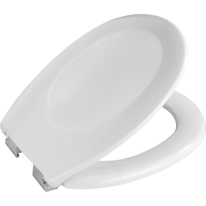 Wenko - Abattant wc avec frein de chute 'Easy Close' Savio, fixation plastique chromé, antibactérien, Duroplast, 35 x 44.5 cm, Blanc