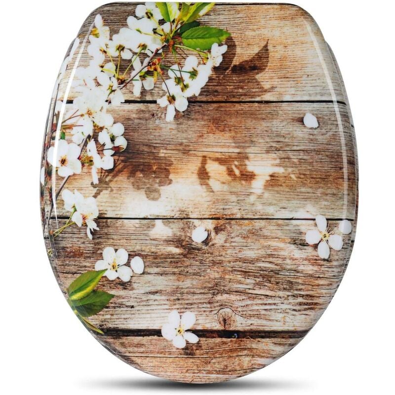 Helloshop26 - Abattant wc Siège de toilette durable avec fleur blanche