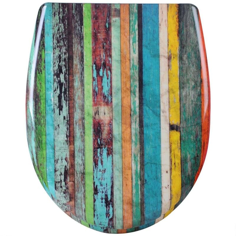 Abattant wc siège de toilette en Duroplast rétro multicolore avec fermeture amortie et fixation rapide