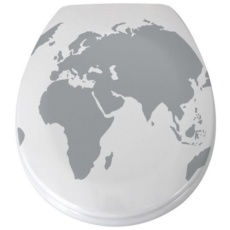 MSV - Abattant wc Thermo Dur world Gris & Blanc - Charnières ps