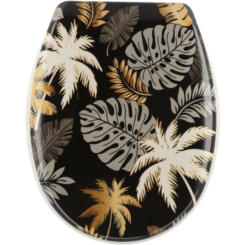 Tendance - Abattant wc thermodur 18 pouces attaches plastiques - gold jungle