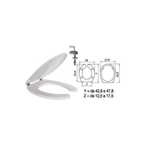 Abattant WC thermodurcissable blanc pour personnes handicapées "Help" avec charnières en acier inoxydable
