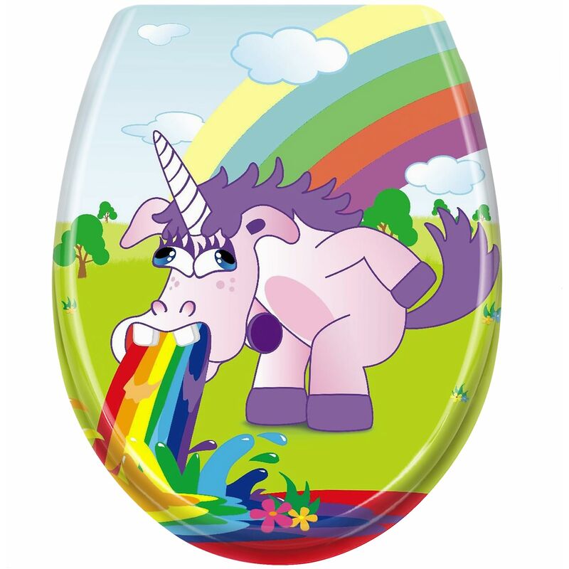 Naizy - Abattant wc Fermeture Ralentie, Haute Qualité, Détachement Rapide, Cheval Arc-en-Ciel