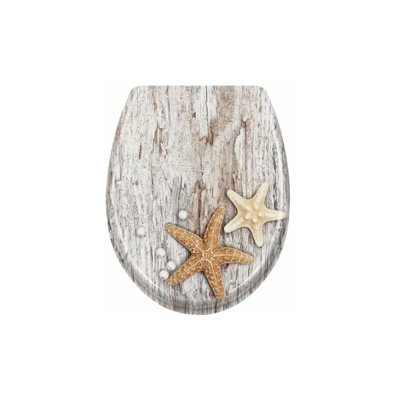 Naizy - Abattant wc avec Fermeture Ralentie - Sièges de Toilette de Haute Qualité, Détachement Rapide, Couvercle, Étoiles de Mer Perle