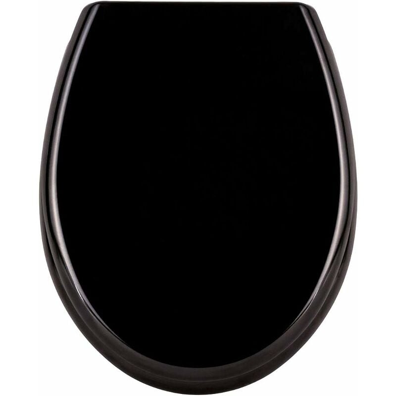 Abattant WC Toilette avec fermeture douce Siège de toilette Frein de Chute Plastique taille universelle (Noir) NAIZY