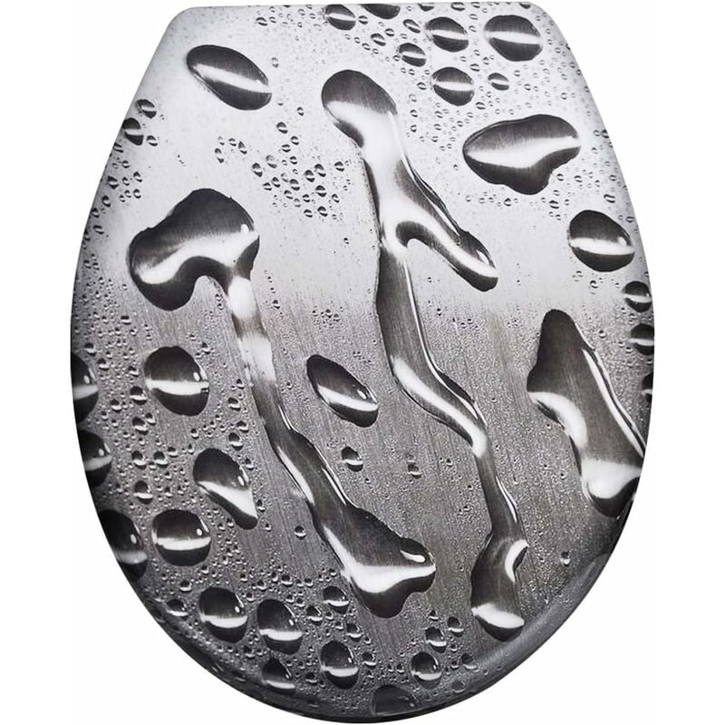 Naizy - Abattant wc Toilette avec fermeture douce Siège de toilette Frein de Chute Plastique taille universelle (gouttes d'eau)