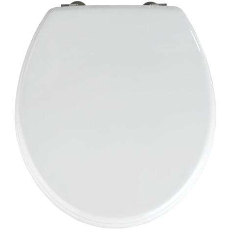 Abattant WC WENKO Prima blanc MDF sans amortisseur 37x41 cm abattant wc lourd en bois blanc facile à nettoyer abattant wc universel rond avec fixation en acier inoxydable pour spülkasten
