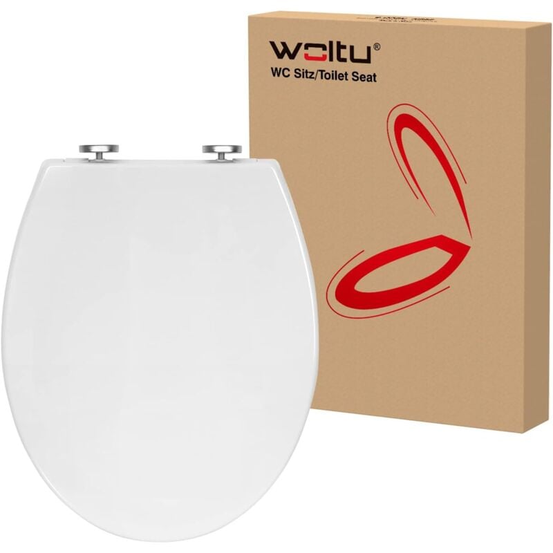 Woltu - Abattant wc Couvercle de wc softclose, Forme o, en plastique, Fast Fix/fixation, Anti-bactérien, Blanc
