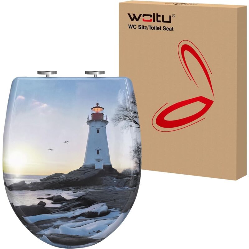 Woltu - Abattant wc en Forme o, Lunette wc avec Charnières Réglables, Dégagement Rapide, Frein de Chute, en Plastique Duroplast