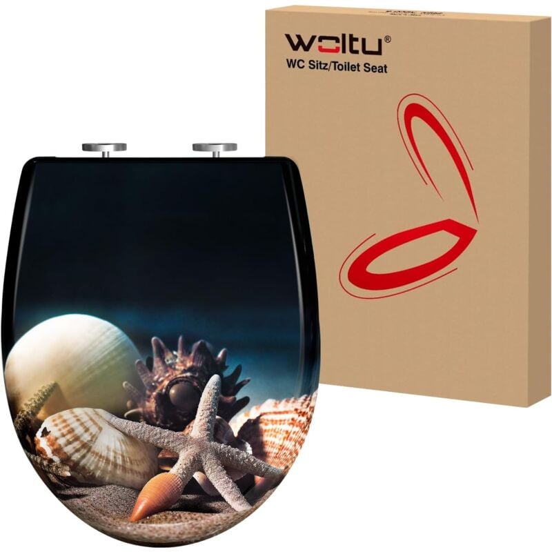 Woltu - Abattant wc en Forme o, Lunette wc avec Charnières Réglables, Dégagement Rapide, Frein de Chute, en Plastique Duroplast