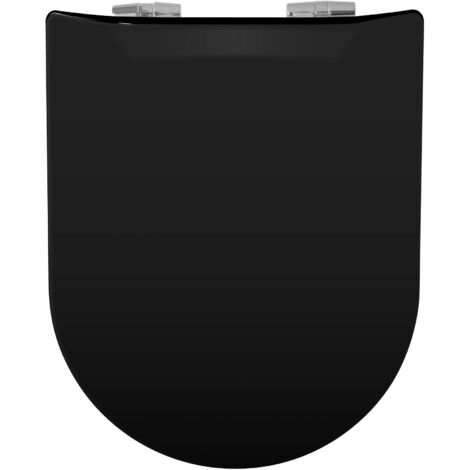 Abattant WC Wood Slim Noir céramique Brillante - descente assistée - déclipsable - Olfa
