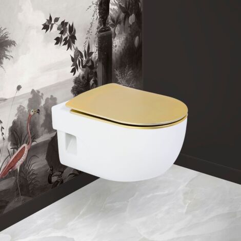 Abattant WC Wood Slim Or Brillant, descente assistée et déclipsable - Olfa
