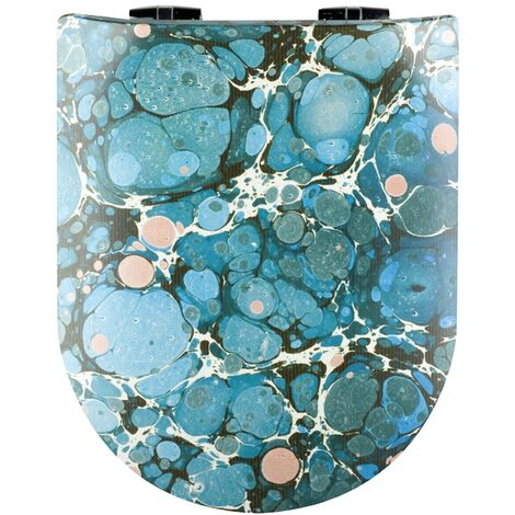 Abattant wood slim avec descente assistée au style pierre précieuse Bleu 47.5x36.5 cm