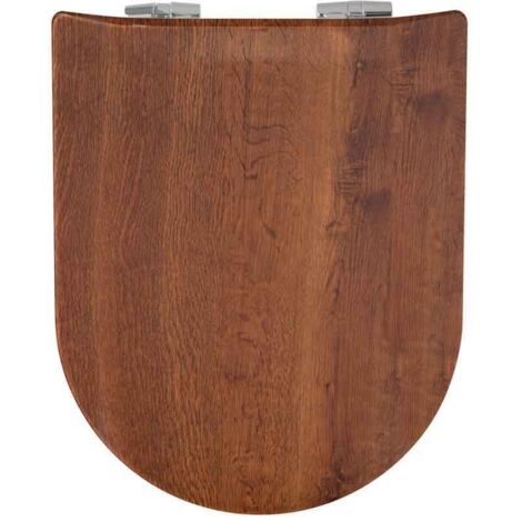 Abattant wood slim avec descente assistée esprit chêne rustique" Marron Foncé 47x36.5 cm