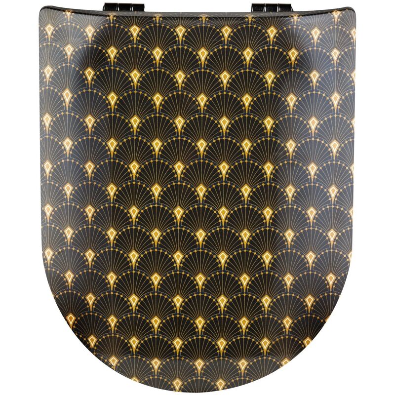 Homemaison - Abattant wood slim déclipsable art deco Bleu Foncé 47.5x36.5 cm