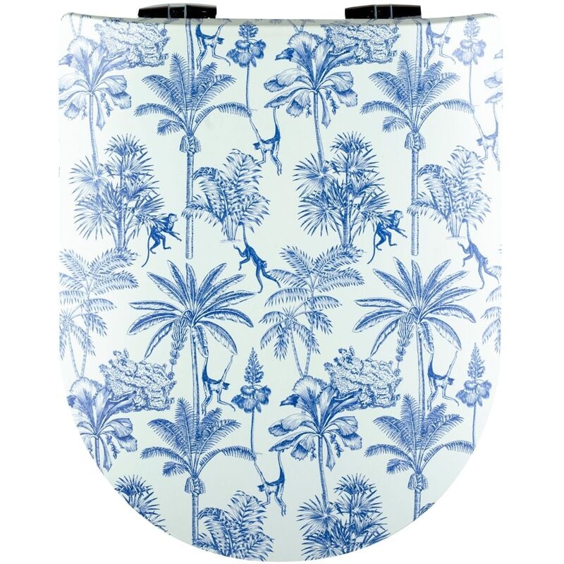 Olfa - Abattant wood slim déclipsable esprit palmeraie Bleu 47.5x36.5 cm