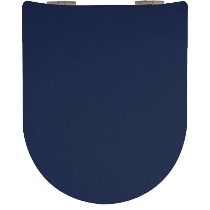 Homemaison - Abattant wood slim déclipsable uni Bleu Marine 36.5x48 cm