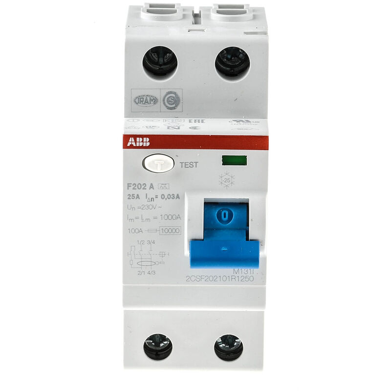 Interrupteur Différentiel abb F202, 2 Pôles, 25A, 30mA, Type a ( Prix pour 1 )