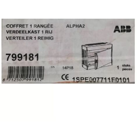Abb 799181 - Coffret 1 rangées 18 Modules - Alpha2 - avec Porte - 1SPE007711F0101