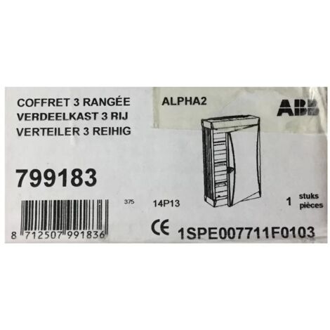 Abb 799183 - Coffret 3 rangées 54 Modules - Alpha2 - avec Porte - 1SPE007711F0103