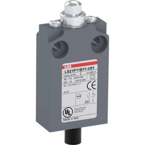 ABB ABB1SBV016011R3801 LS21P11B11-U01 Interrupteur de fin de course 400 V/AC poussoir à rappel IP67 1 pc(s) D75606