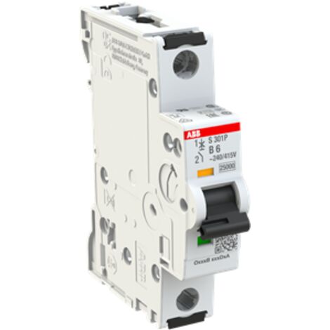 ABB DISJONCTEUR S301 TYPE B, PÔLE 1 6 A 415 V, CAPACITÉ DE COUPURE 100 KA 2CDS381001R0065