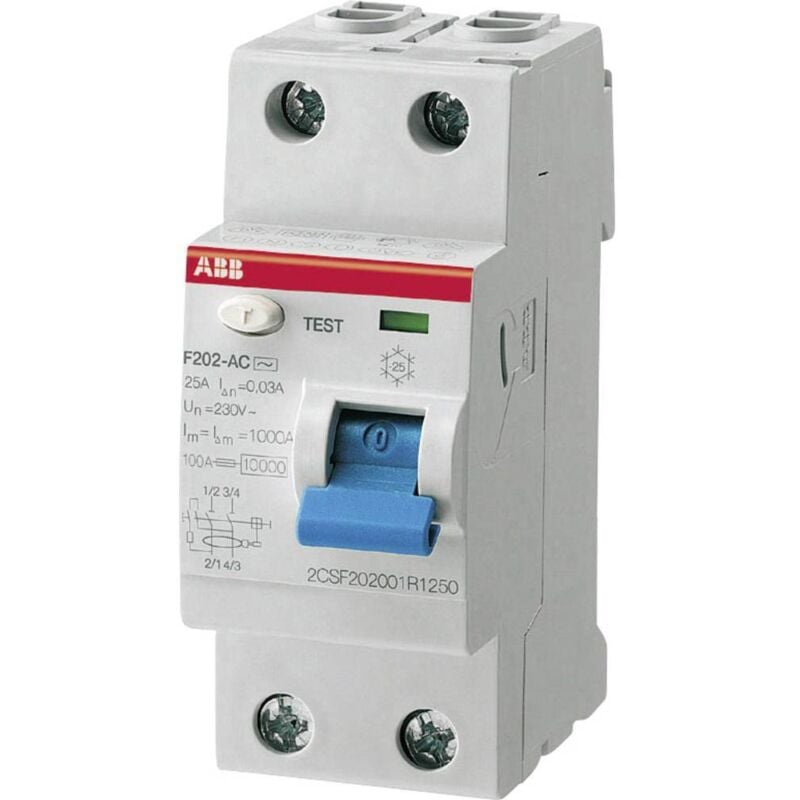 Interrupteur différentiel ABB 2CSF202101R1250 a 2 pôles 25 a 0.03 a 230 v
