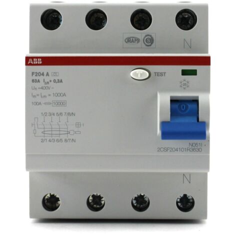 ABB F204A-63 / 0,3 interruttore di sicurezza RCD, 4 pole
