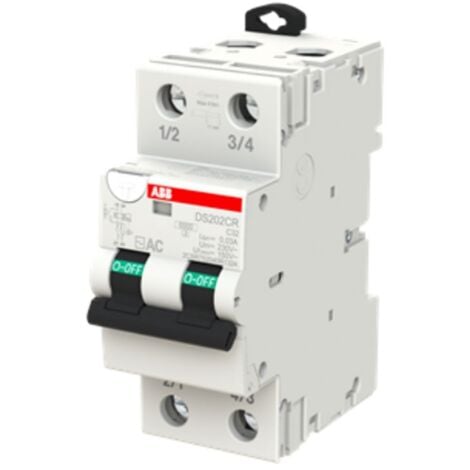Abb Fehlerstrom und Leitungsschutzschalter 2 Pole 32A 30mA AC Typ 6kA 2 Module DS202CRC32AC30