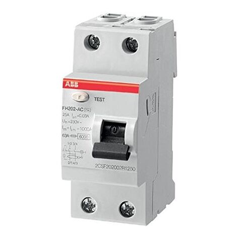 ABB – Interrupteur différentiel 2 pôles 40 A 30 mA – Tension 230 V – Protection contre les courants de défaillance – Installation domestique - FH202AC