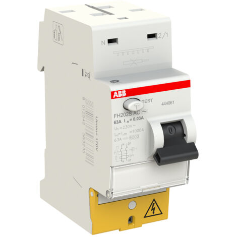 ABB – Interrupteur différentiel 63A 30mA type AC – Raccordement rapide bipolaire – Installation monophasée – Protection contre les courants de défaut
