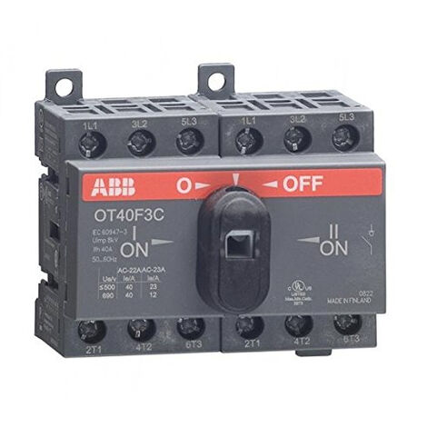ABB – Interrupteur sectionneur OT40F3C pour tableau électrique – 3 pôles – 40A – 400V – Montage sur profil DIN – Référence 1SCA104913R1001