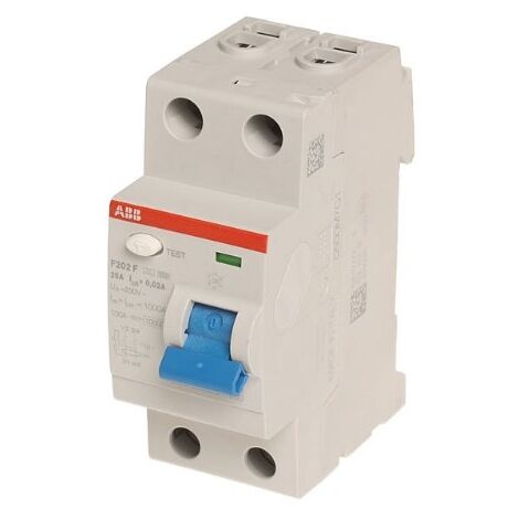 ABB STOTZ AMP, J INTERRUPTEUR FI DE PROTECTION F202 F  25/0,03 2P, TYPE F, 25 A, 30 MA DISJONCTEUR DIFFÉRENTIEL 8012542992738
