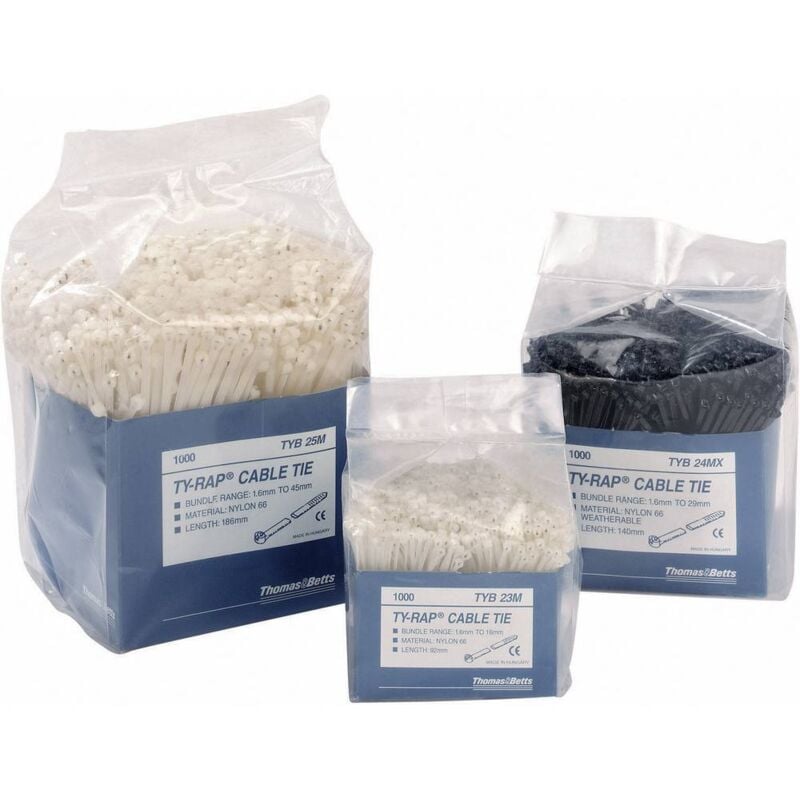 ABB - TYB25M TYB25M Serre-câble 186 mm 4.80 mm naturel avec languette métallique 1000 pc(s)