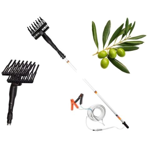 Abbacchiatore e scuotitore elettrico telescopico per olive a batteria 12V 400W fino a 1000 battiti al minuto scuotiolive leggero ergonomico e maneggevole incluso di cavi con morsetto