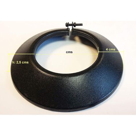 Abbellimento nero vetrificato 900°C-Ø120 mm-Rosone per condotti di stufe e caminetti