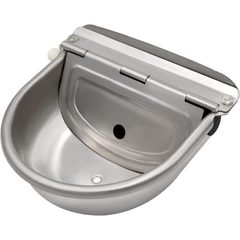 MEMKEY Abbeveratoio automatico per bestiame in acciaio inossidabile con tappo di scarico e valvola a galleggiante regolabile per cavalli cani bovini capre ovini suini