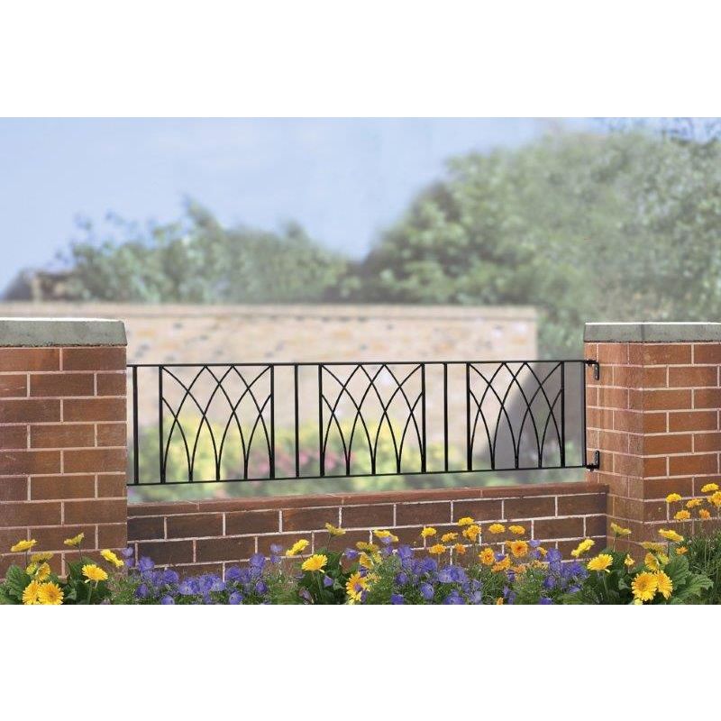 Cannock Gates - Abbey Modern Railing Panel - Solid Steel - Fits Gap of 1830 mm x 812 mm High - Electro Galvanised/Black Powder Coated