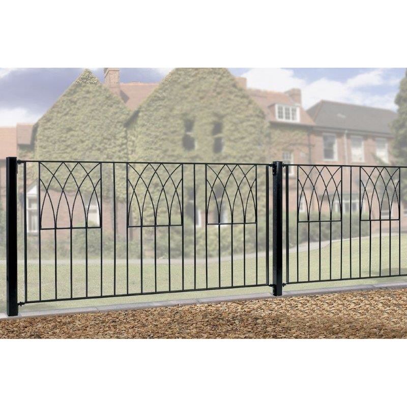 Abbey Modern Fence Panel - Solid Steel - FIts Gap of 1830 mm x 812 mm High - Electro Galvanised/Black Powder Coated