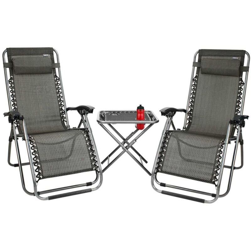

Set de tumbonas plegables y mesa 3 piezas gris 21DT-ANT-Uni - Antracita - Abbey Camp