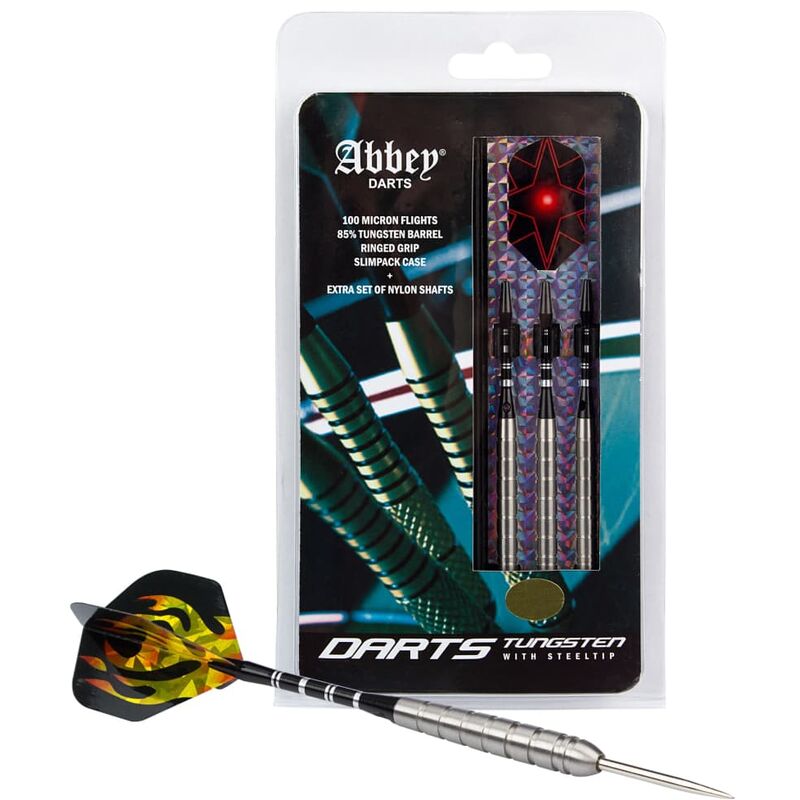 

Set de Dardos 3 Unidades 85% Tungsteno Plateado 24 g - Plateado - Abbey Darts