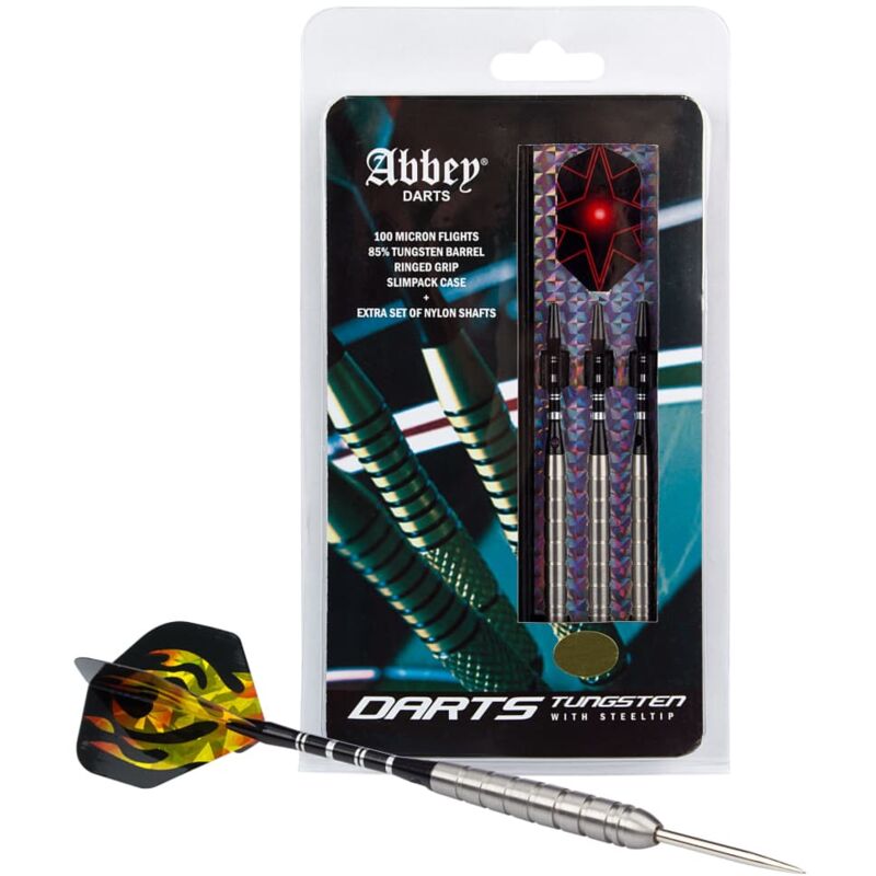 

Set de Dardos 3 Unidades 85% Tungsteno Plateado 26 g - Plateado - Abbey Darts