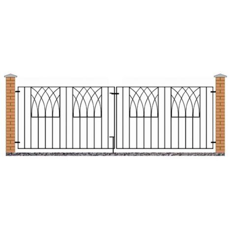 Abbey Modern Double Driveway Gate - Solid Steel - Fits Gap of 2755 mm x 812 mm High - Electro Galvanised/Black Powder Coated