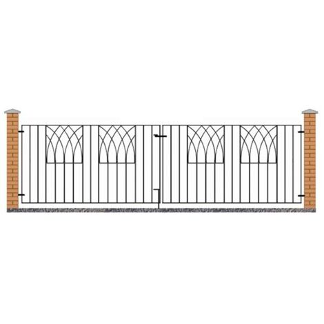 Abbey Modern Double Driveway Gate - Solid Steel - Fits Gap of 3095 mm x 812 mm High - Electro Galvanised/Black Powder Coated