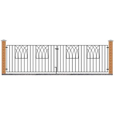 Abbey Modern Double Driveway Gate - Solid Steel - Fits Gap of 3264 mm x 812 mm High - Electro Galvanised/Black Powder Coated